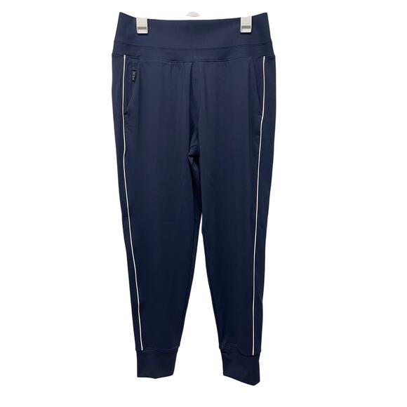 Athleta Venice Track Stripe Jogger pants high rise pants navy blue size large - Picture 1 of 7